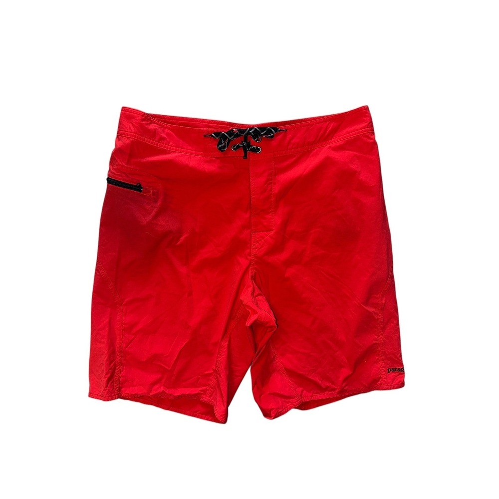 S1 Patagonia Swim Trunks Board Shorts Quick Dry Red Zip Pocket Men's‎ 36